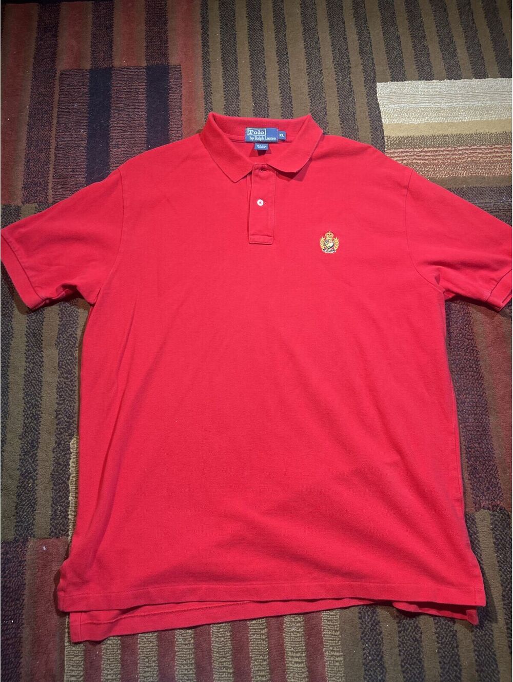 Polo Ralph Lauren Gold Crest Polo Shirt XL Red Cotton